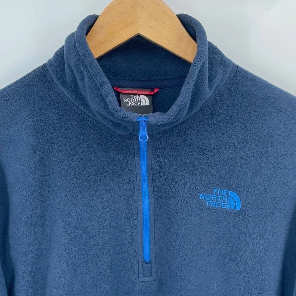 The North Face‎ Mens Medium Fleece Pullover 1/4 Zip Jacket Blue Outdoor Winter
